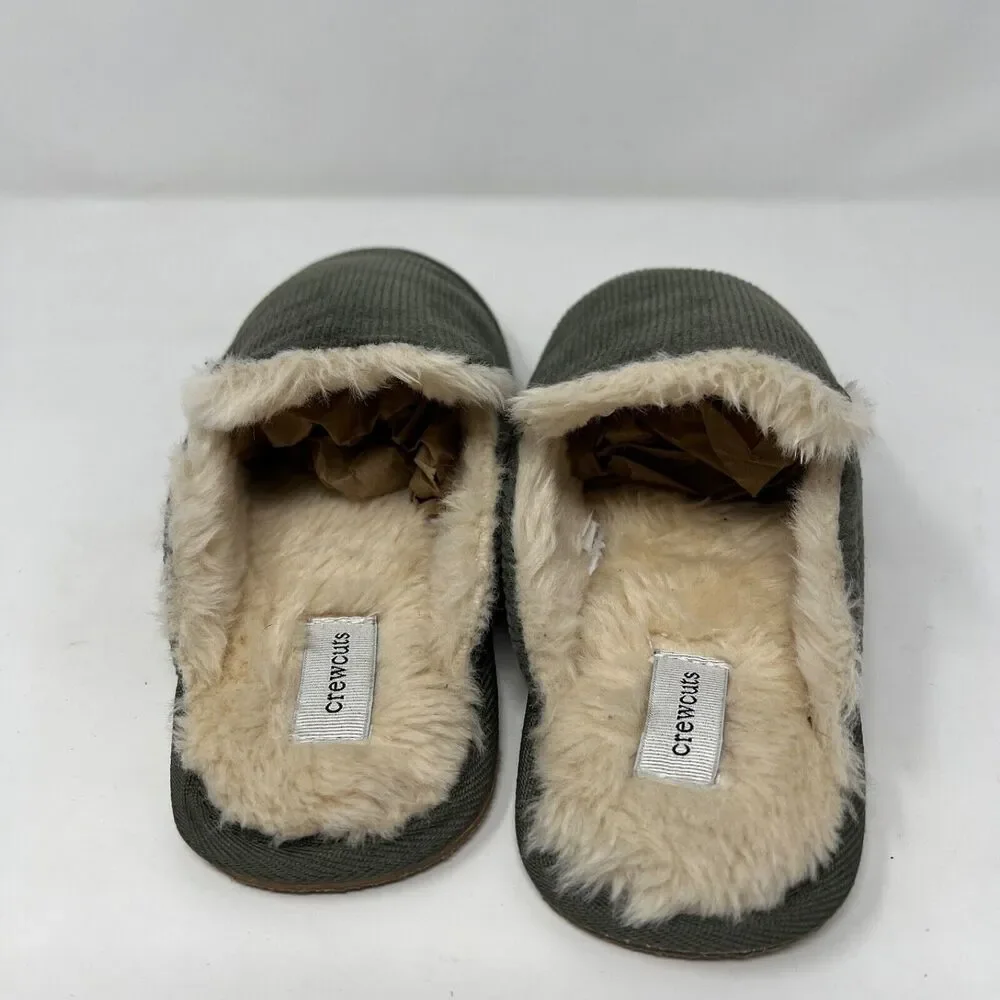 Crewcuts Boys Slippers Forrest Green Curduroy Sz. 5